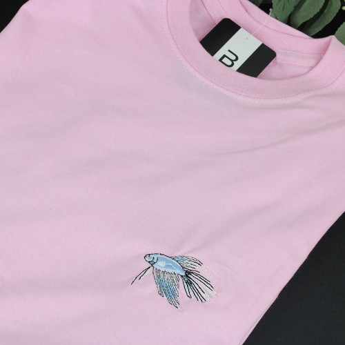 Embroidered Blue Fish T-Shirt