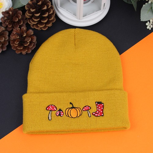 Embroidered Autumn Beanie