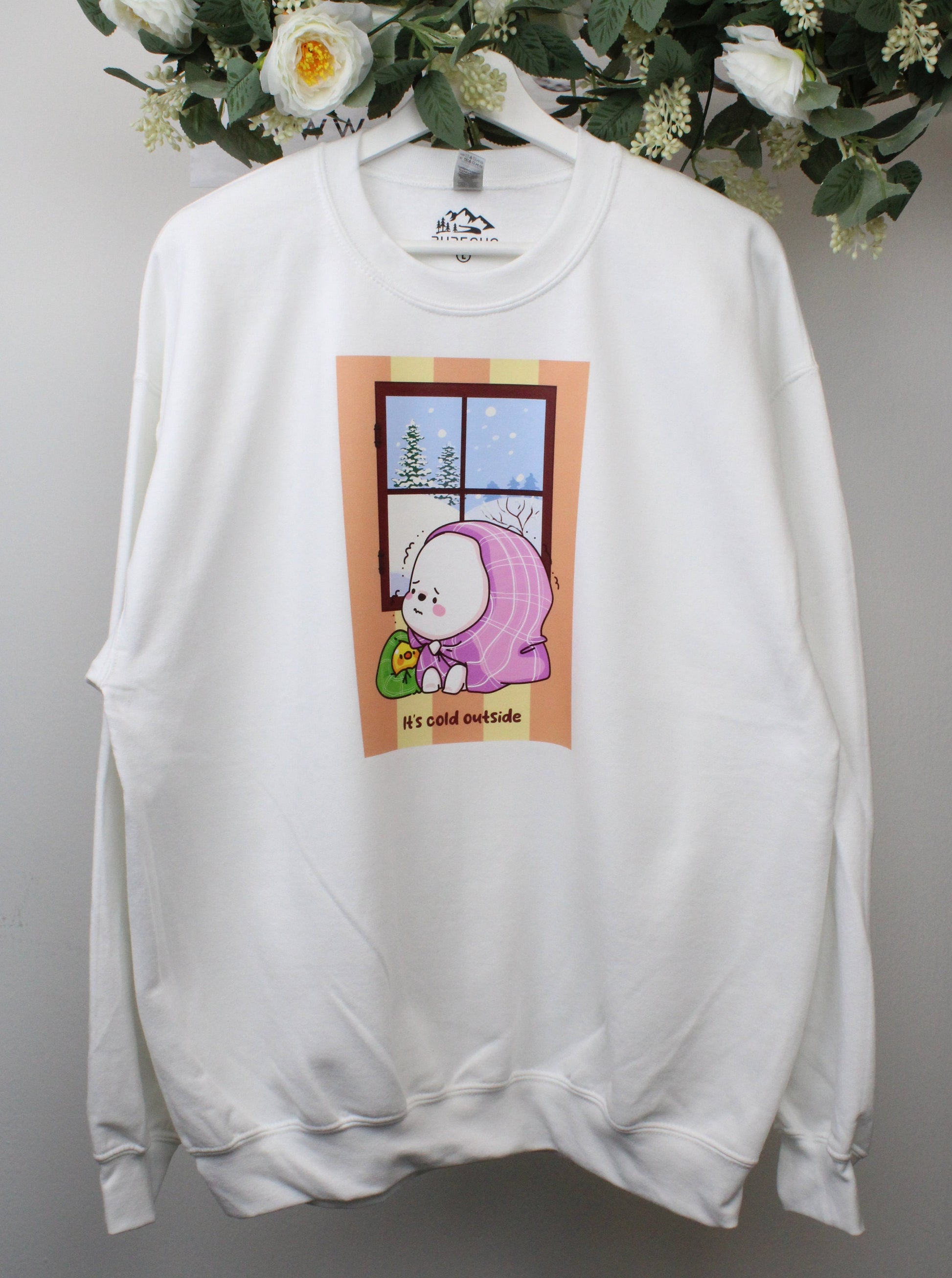 It's Cold Outside, Bear Sweatshirt, Cute White Bear, Bear Jumper, Cute Jumper, Cute Sweatshirt, Printed Sweatshirt, Kawaii Sweatshirt