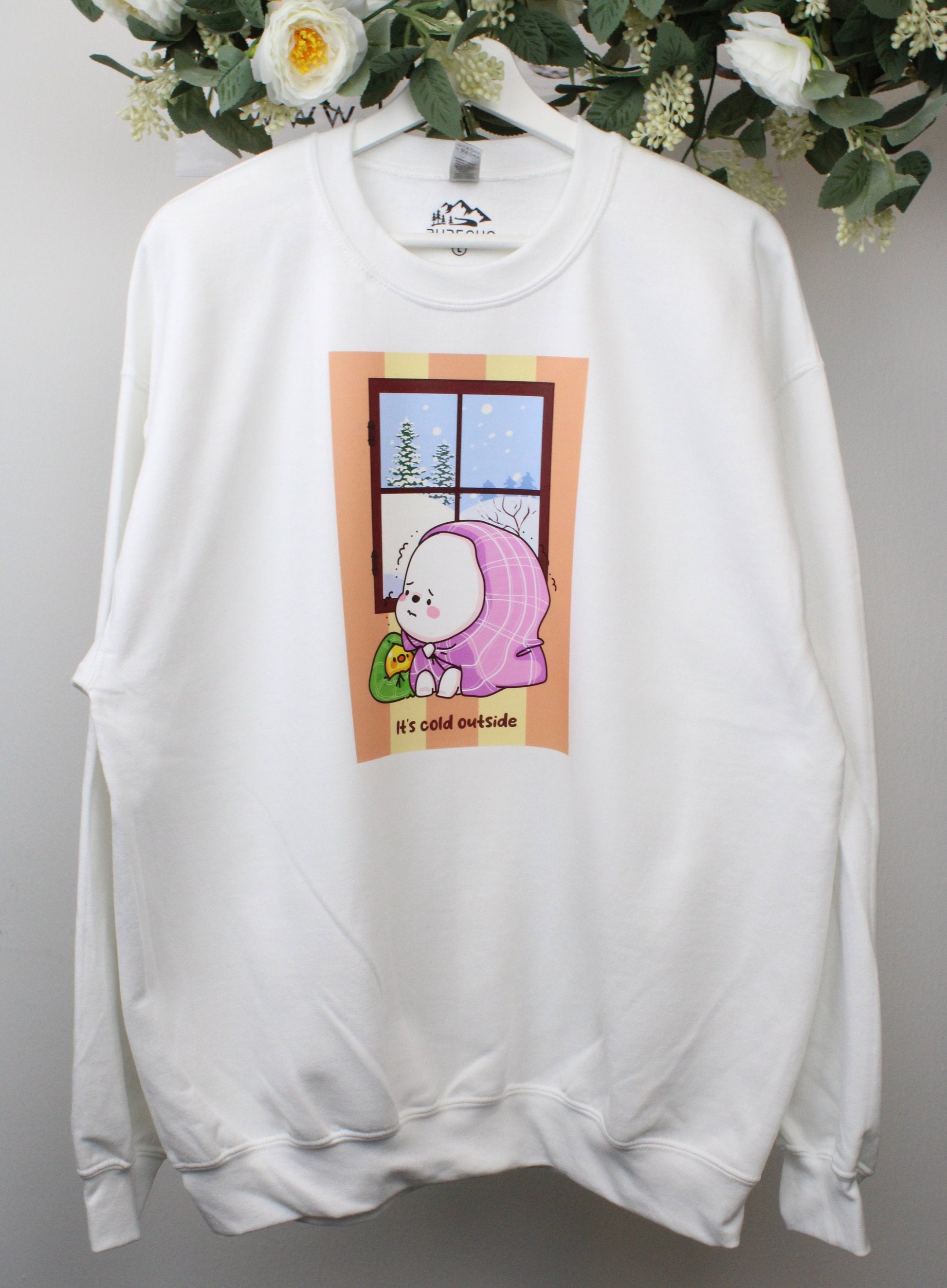 It's Cold Outside, Bear Sweatshirt, Cute White Bear, Bear Jumper, Cute Jumper, Cute Sweatshirt, Printed Sweatshirt, Kawaii Sweatshirt