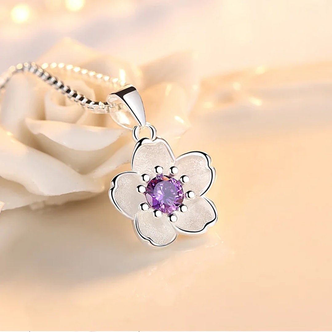 Blossom Pendant Necklace in Sterling Silver, 925 Sterling Silver Necklace, Silver Jewellery, Silver necklace, Dainty silver jewellery